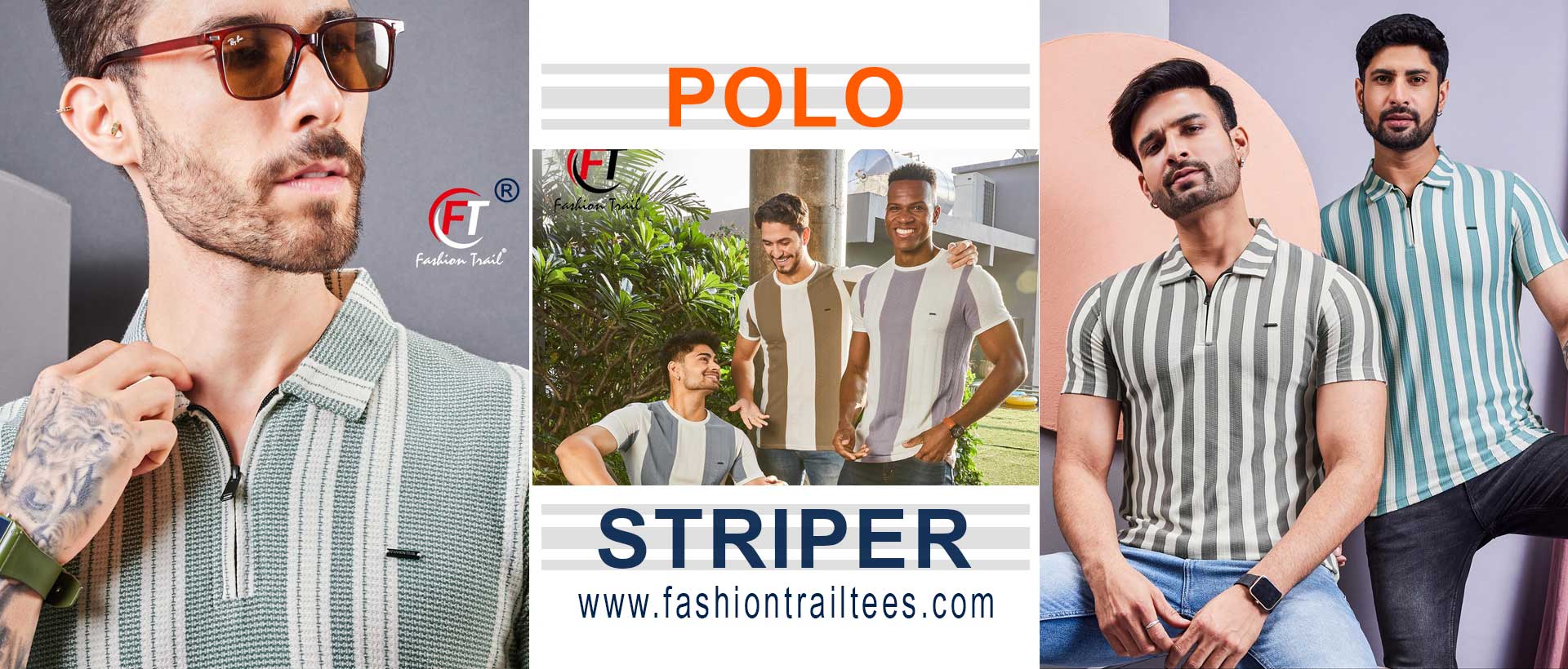 Tshirts manufacturers India Cotton Polo Tees Printed Stripped T-shirts for Men exporter Ludhiana Punjab